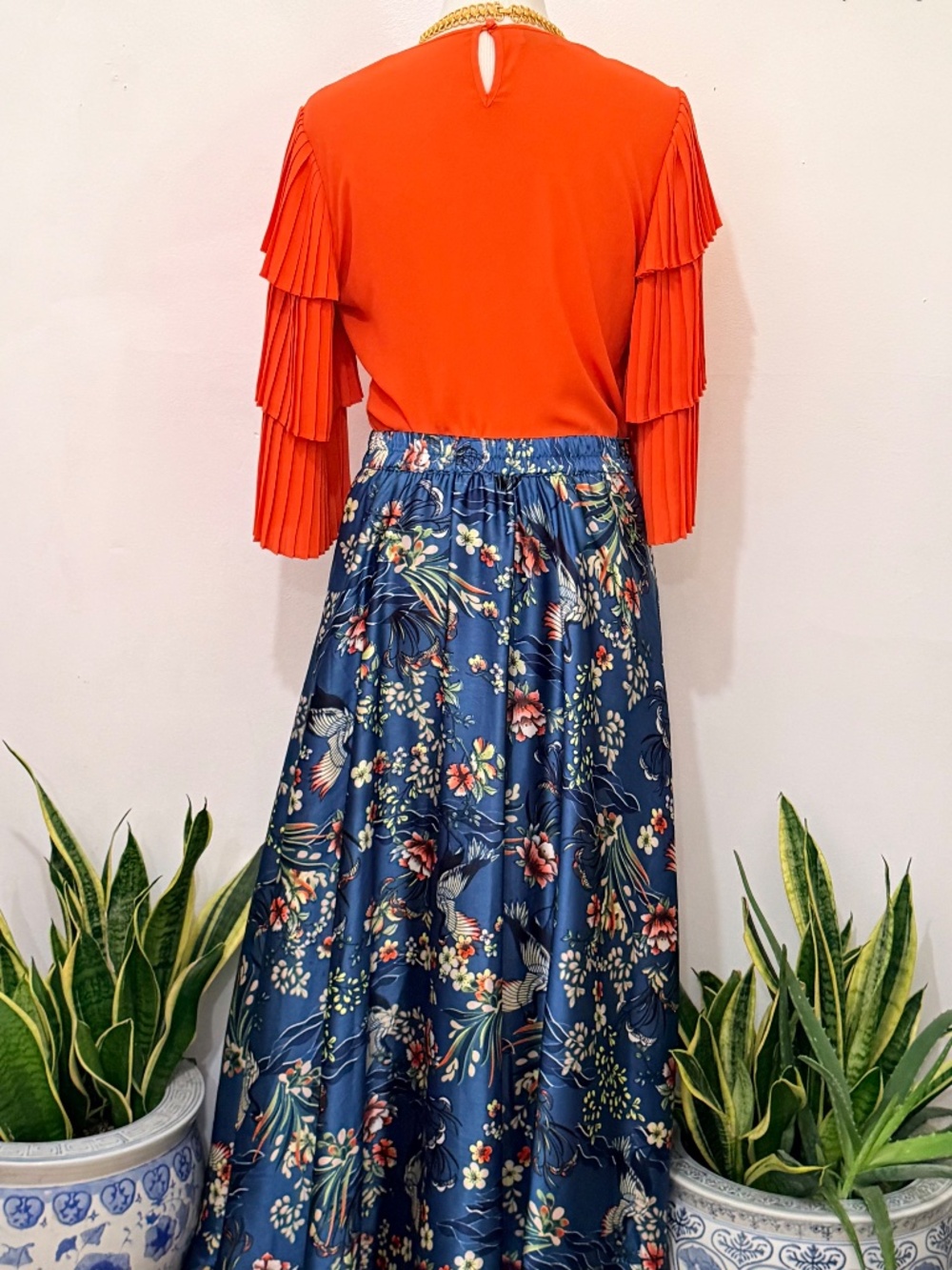 Elegant Chinoiserie Style Maxi Skirt. Versatile. Old Money, Quiet Luxury, SZ M - Picture 4 of 14